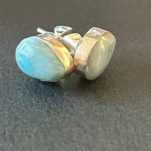 Elegant Handmade Larimar‎ 925 Sterling Silver stud  Earrings